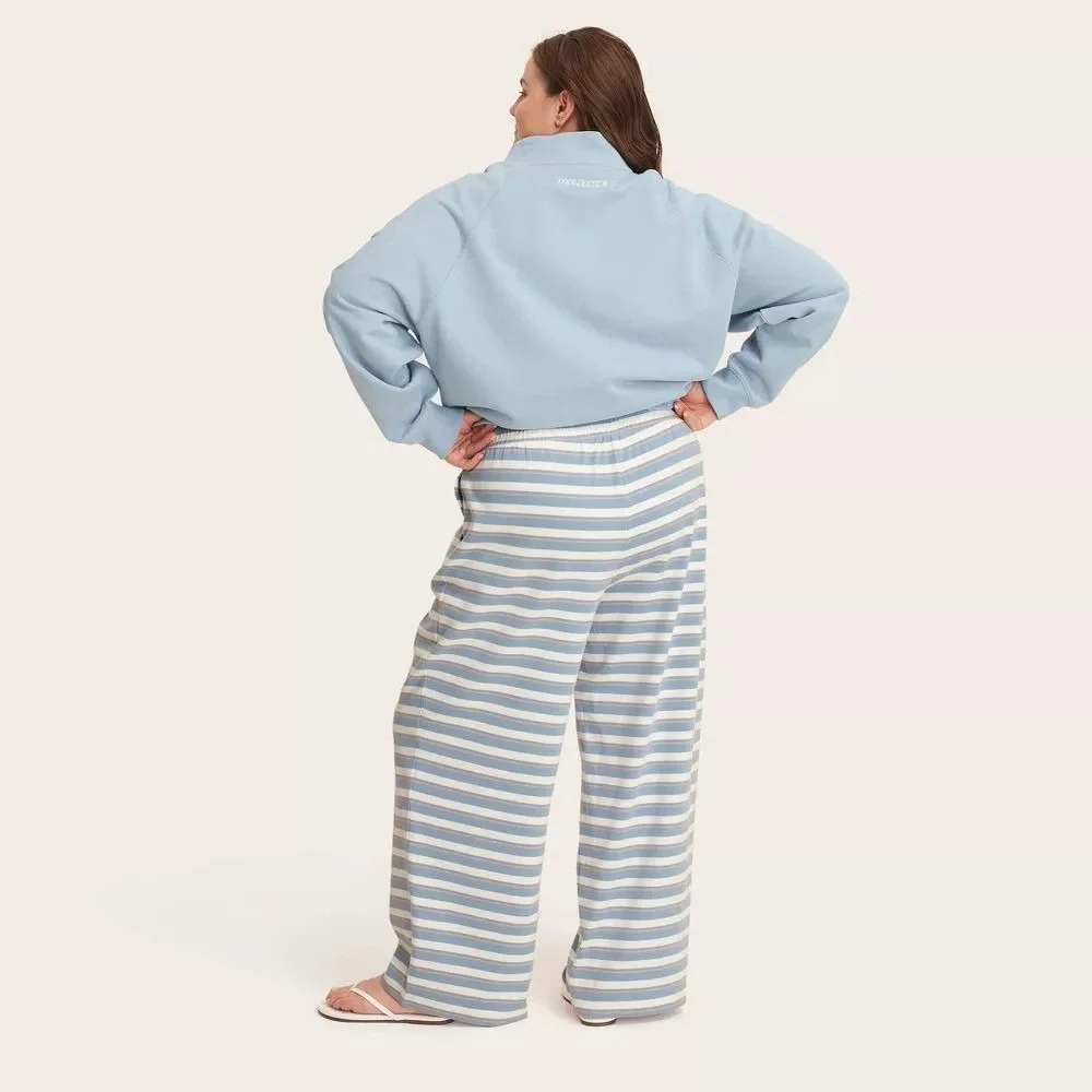 Parke Target Women L Large Boxer Knit Sweatpants Blue/Orange Striped Sweat Pants